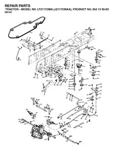Drive Diagram and Parts List for LT2117CMA (954130093)(2003-01) Jonsered Lawn Tractor