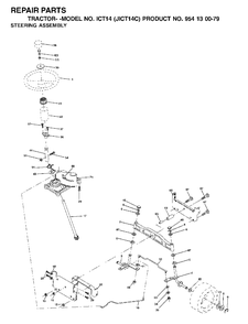 Steering Diagram and Parts List for ICT14 (954130079)(2002-06) Jonsered Lawn Tractor