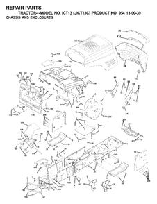 Chassis Enclosures Diagram and Parts List for ICT13 (954130039)(2000-04) Jonsered Lawn Tractor