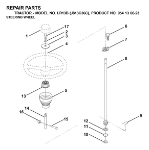Steering Diagram and Parts List for LR13B (954130023)(2000-03) Jonsered Lawn Tractor