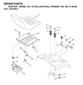 Seat Diagram and Parts List for ICT16A (954130066-K)(2002-06) Jonsered Lawn Tractor