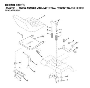 Seat Diagram and Parts List for LT19A (954130063)(2002-02) Jonsered Lawn Tractor