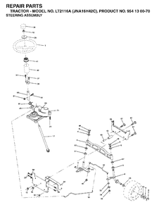 Steering Diagram and Parts List for LT2116A (954130070)(2003-05) Jonsered Lawn Tractor