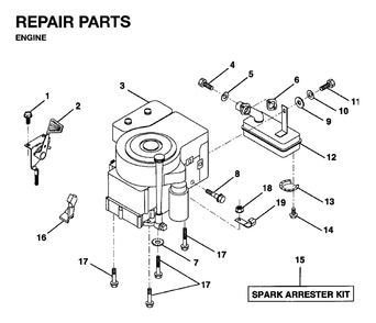 Engine Cutting Equipment Diagram and Parts List for LRH13 1995-01 Jonsered Lawn Tractor