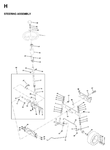 Steering Diagram and Parts List for LTH16 1998-01 Jonsered Lawn Tractor