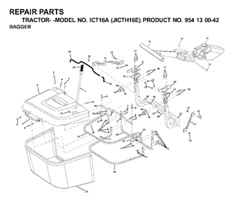 Bagger Diagram and Parts List for ICT16A (954130042-E)(2000-04) Jonsered Lawn Tractor