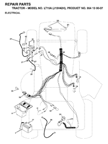 Electrical Diagram and Parts List for LT15A (954130037-H)(2001-01) Jonsered Lawn Tractor