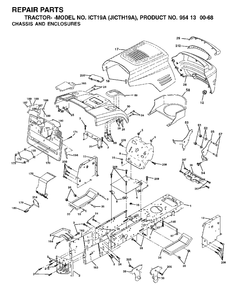 Chassis Enclosures Diagram and Parts List for ICT19A (954130068)(2002-02) Jonsered Lawn Tractor