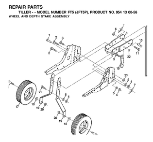 Wheel Depth Stake Assembly Diagram and Parts List for FT5 2002-02 Jonsered Tiller