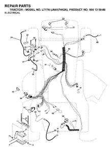 Electrical Diagram and Parts List for LT17A (954130086)(2003-01) Jonsered Lawn Tractor