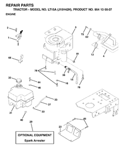 Engine Diagram and Parts List for LT15A (954130037-H)(2001-01) Jonsered Lawn Tractor