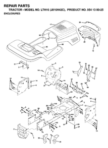 Chassis Enclosures Diagram and Parts List for LTH16 (954130025)(1998-12) Jonsered Lawn Tractor