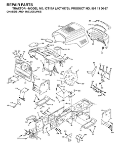 Chassis Enclosures Diagram and Parts List for ICT17A (954130067)(2002-06) Jonsered Lawn Tractor