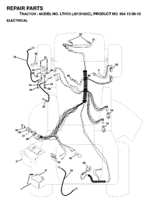 Electrical Diagram and Parts List for LTH13 (954130010)(1998-12) Jonsered Lawn Tractor