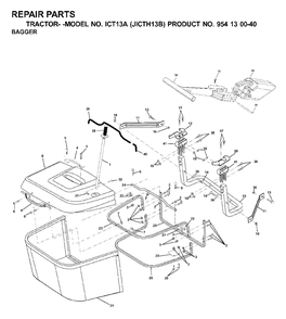 Bagger Diagram and Parts List for ICT13A (954130040)(2000-04) Jonsered Lawn Tractor