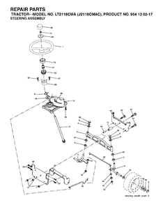 Steering Diagram and Parts List for LT2118CMA (954130217-C)(2004-06) Jonsered Lawn Tractor