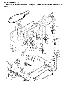 Drive Diagram and Parts List for LT2114CM (954130091)(2003-05) Jonsered Lawn Tractor