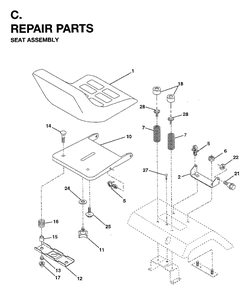 Seat Diagram and Parts List for YTH18 (954003471)(1996-01) Jonsered Lawn Tractor