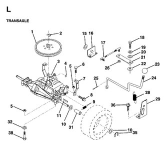 Transmission Diagram and Parts List for LR12 (954003411)(1997-04) Jonsered Lawn Tractor