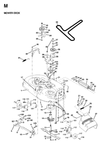 Mower Deck / Cutting Deck Diagram and Parts List for LTH16 1998-01 Jonsered Lawn Tractor