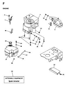 Engine Cutting Equipment Diagram and Parts List for LT13 1998-01 Jonsered Lawn Tractor