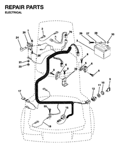 Electrical Diagram and Parts List for LR10 1995-01 Jonsered Lawn Tractor