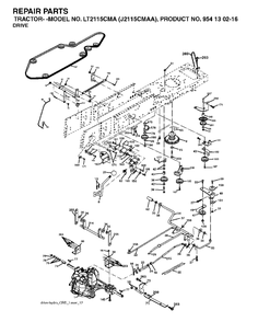 Drive Diagram and Parts List for LT2115CMA (954130216)(2004-01) Jonsered Lawn Tractor