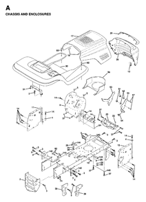 Chassis Enclosures Diagram and Parts List for LTH18 1998-04 Jonsered Lawn Tractor