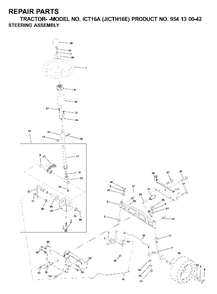 Steering Diagram and Parts List for ICT16A (954130042-E)(2000-04) Jonsered Lawn Tractor