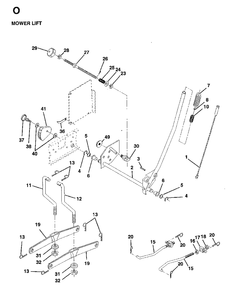Mower Lift / Deck Lift Diagram and Parts List for LT15 (954130003)(1997-04) Jonsered Lawn Tractor