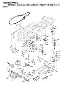 Drive Diagram and Parts List for ICT14 (954130079)(2002-06) Jonsered Lawn Tractor
