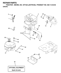 Engine Diagram and Parts List for ICT13A (954130040-C)(2001-02) Jonsered Lawn Tractor