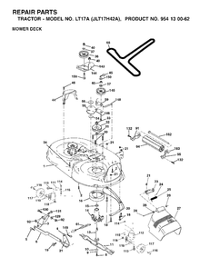 Mower Deck / Cutting Deck Diagram and Parts List for LT17A (954130062)(2002-06) Jonsered Lawn Tractor