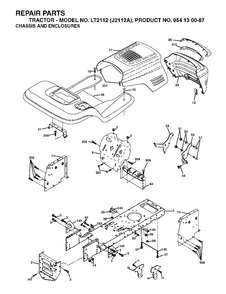 Chassis Enclosures Diagram and Parts List for LT2112 (954130087)(2003-01) Jonsered Lawn Tractor