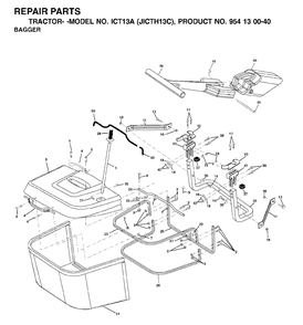 Bagger Diagram and Parts List for ICT13A (954130040-C)(2001-02) Jonsered Lawn Tractor