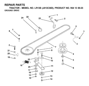 Drive Diagram and Parts List for LR13B (954130023)(2000-04) Jonsered Lawn Tractor
