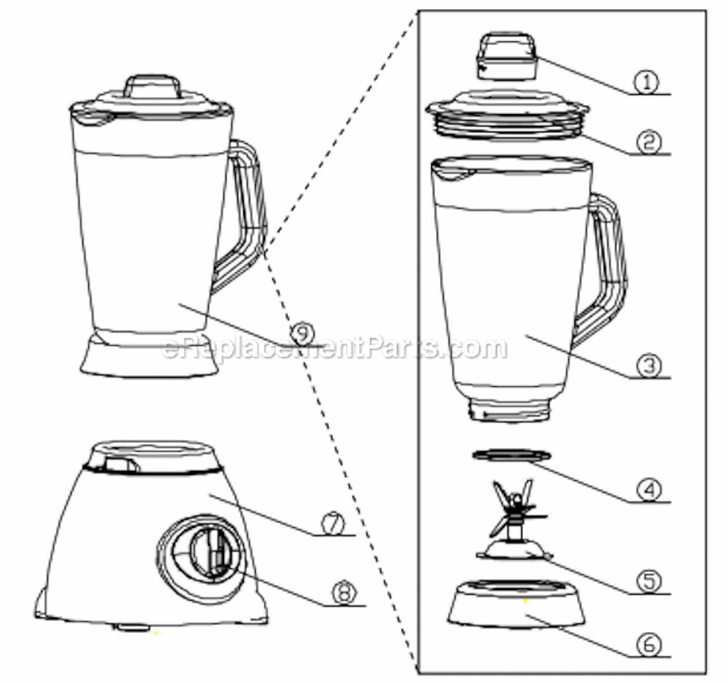 Page A Diagram and Parts List for BL16911  Kalorik Blender