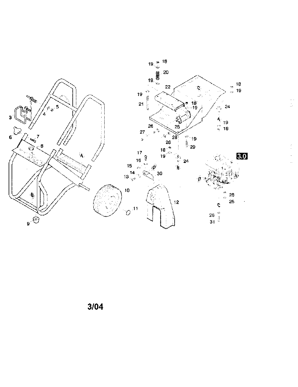 1.0 Frame Diagram and Parts List for HD3000  Karcher Pressure Washer