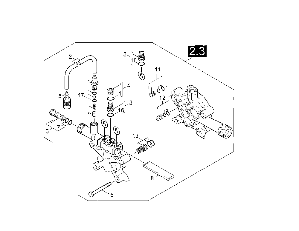 Valves Diagram and Parts List for K2400HH  Karcher Pressure Washer
