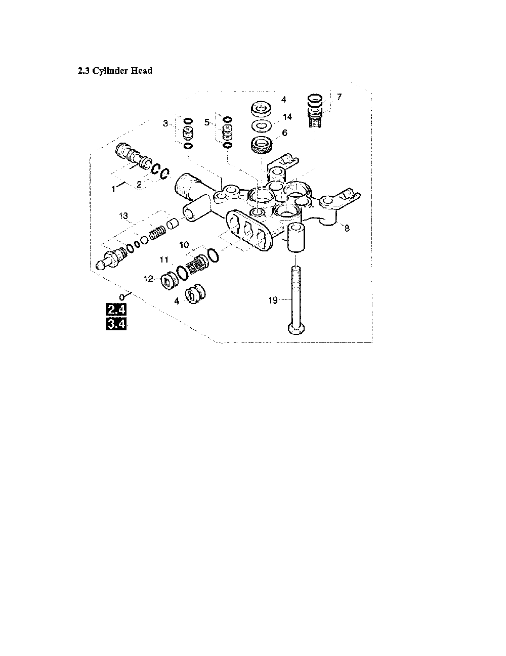 Cylinder Head/Pressure Valve Diagram and Parts List for K4400G  Karcher Pressure Washer