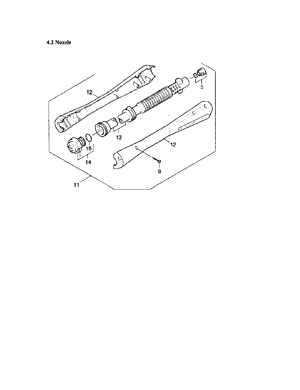 Nozzle/Jet Pipe/Handle Diagram and Parts List for K4400G  Karcher Pressure Washer