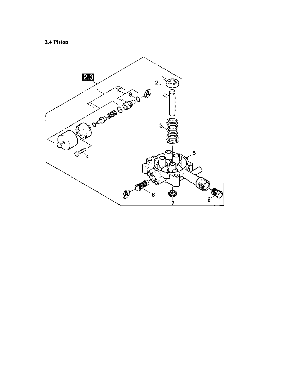 Piston/Valve/Strainer Diagram and Parts List for K4400G  Karcher Pressure Washer