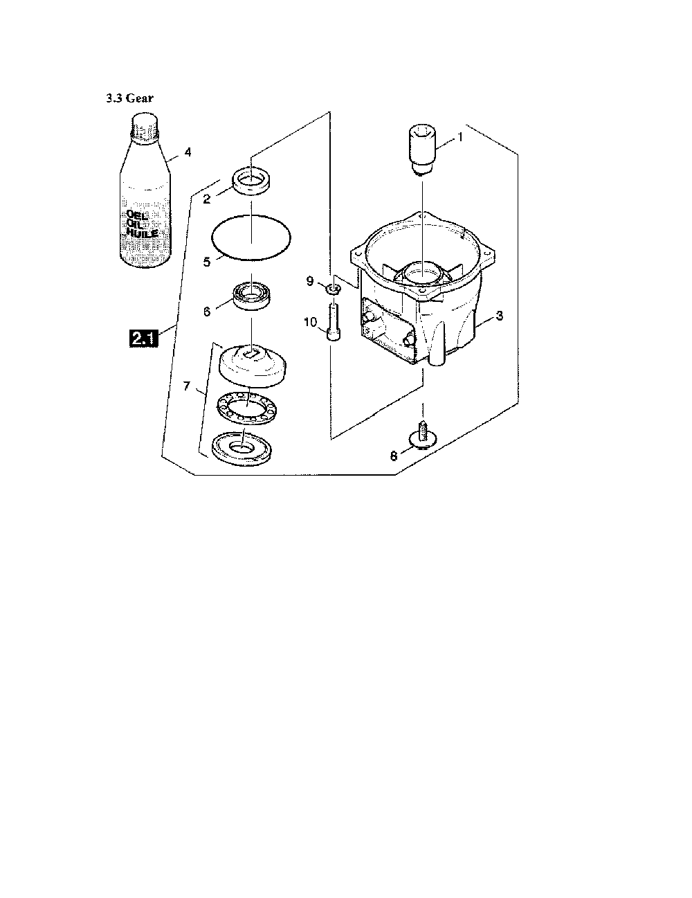 Gear/Rotary Shaft Seal Diagram and Parts List for K4400G  Karcher Pressure Washer