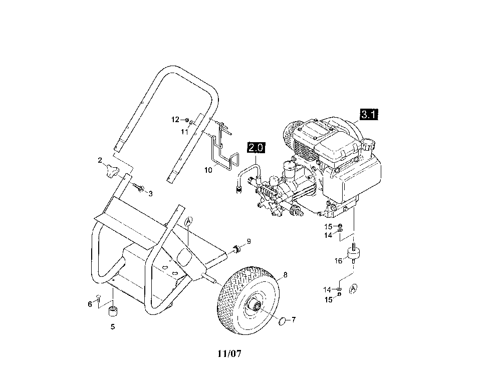 Piece Parts Diagram and Parts List for K2400HH  Karcher Pressure Washer