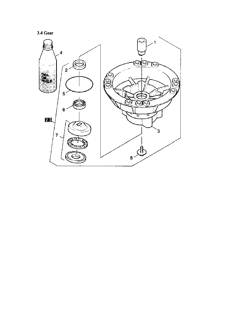 Gear/Housing/Rotary Shaft Seal Diagram and Parts List for K4400G  Karcher Pressure Washer