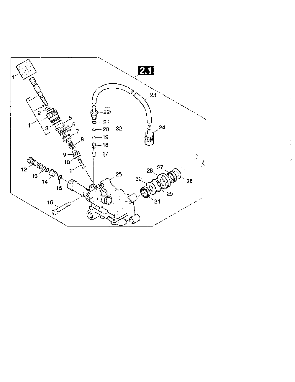2.2 Chemistry/Handle/Piston Diagram and Parts List for HD2500G  Karcher Pressure Washer