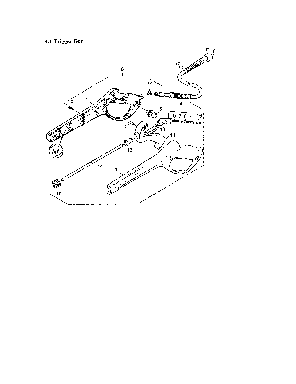 Trigger-Gun/Handle/Hose Diagram and Parts List for K4400G  Karcher Pressure Washer