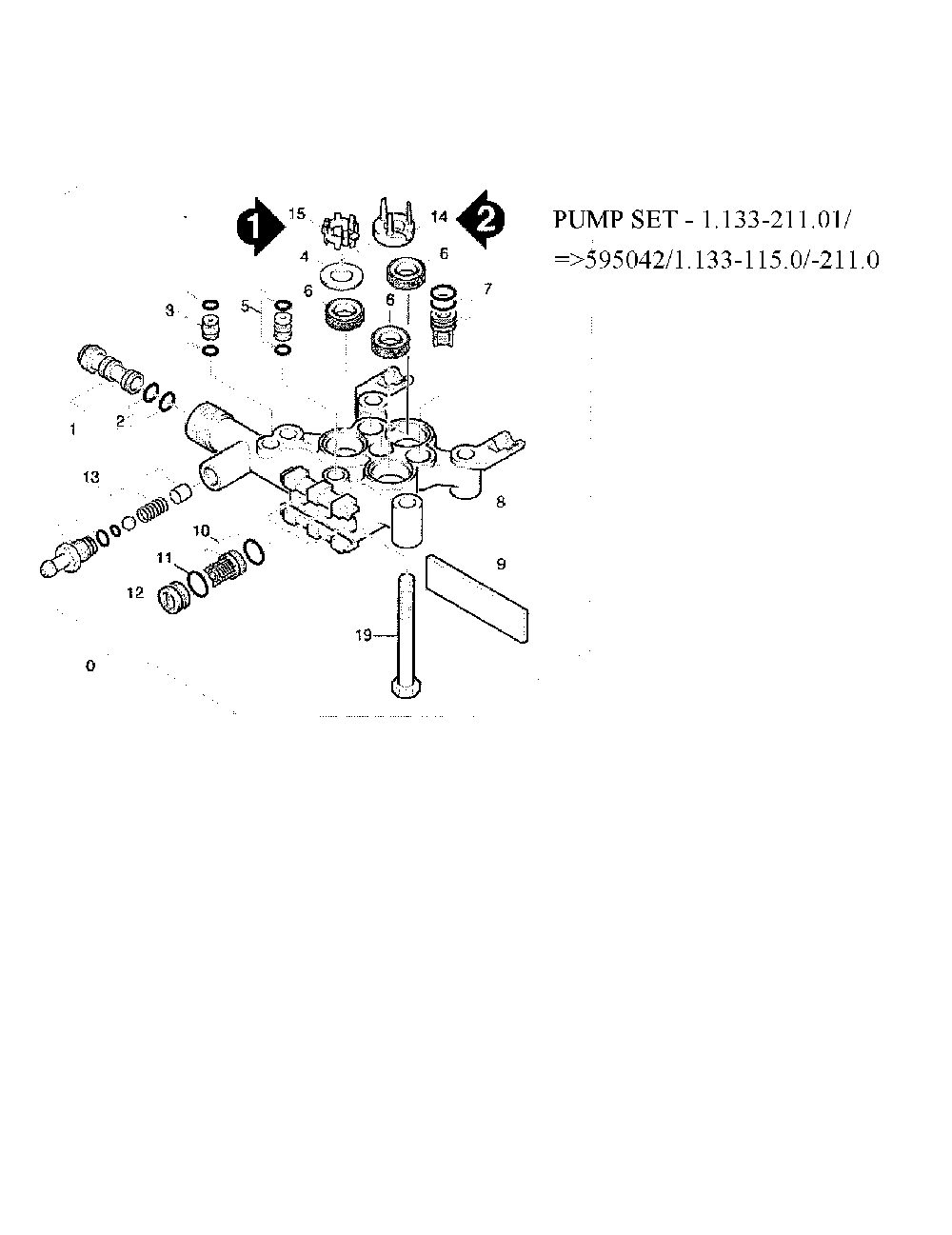 2.5 Cylinder Head/Pump Set Diagram and Parts List for K1800G  Karcher Pressure Washer