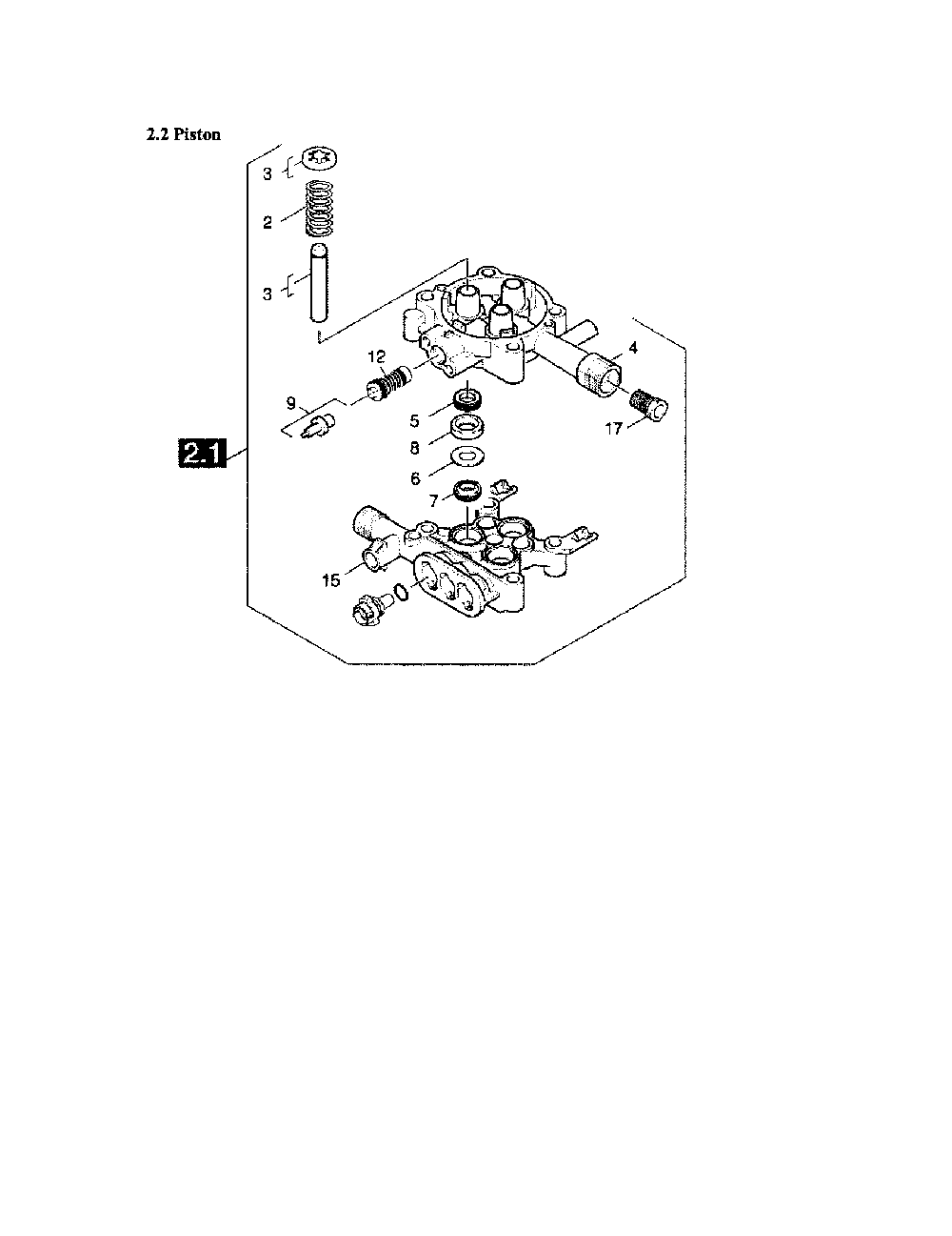 Pistons/Cylinder Head Diagram and Parts List for K4400G  Karcher Pressure Washer