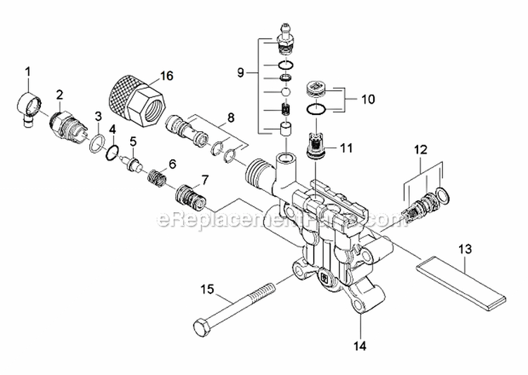 Cylinder Head Diagram and Parts List for G2600VC G 2600 VC 11071090 Karcher Pressure Washer
